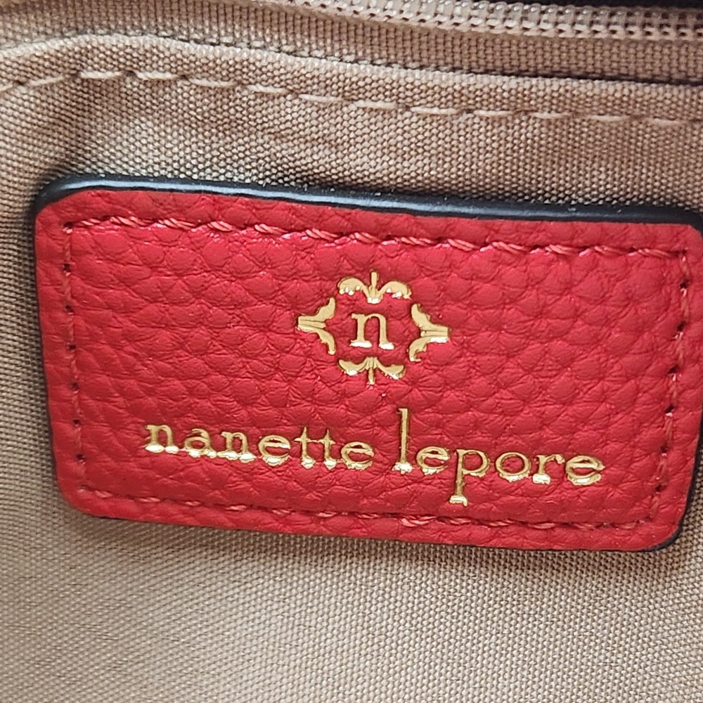 Nanette Lepore Small Red Crescent Hobo Shoulder Bag‎ Faux Leather Purse - Picture 8 of 12